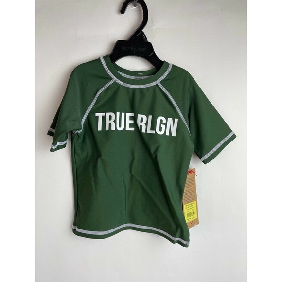 True Religion Olive Size 2T UPF 50+ Rash Guard Swim Trunk Set New $79 - Picture 9 of 10